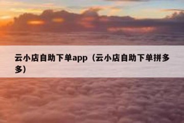 云小店自助下单app（云小店自助下单拼多多）
