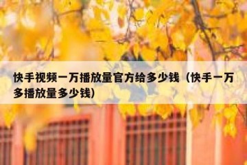 快手视频一万播放量官方给多少钱（快手一万多播放量多少钱）