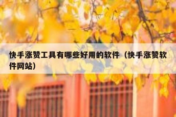 快手涨赞工具有哪些好用的软件（快手涨赞软件网站）