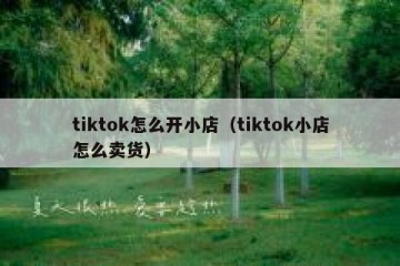 tiktok怎么开小店（tiktok小店怎么卖货）