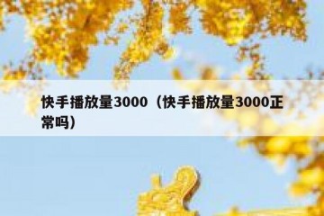 快手播放量3000（快手播放量3000正常吗）