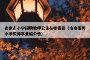 南京市小学招聘教师公告在哪看到（南京招聘小学教师事业编公告）