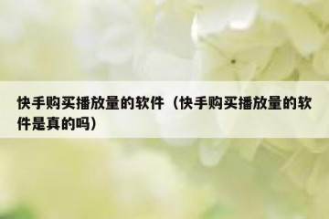 快手购买播放量的软件（快手购买播放量的软件是真的吗）