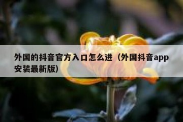 外国的抖音官方入口怎么进（外国抖音app安装最新版）