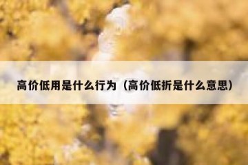 高价低用是什么行为（高价低折是什么意思）