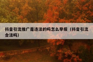 抖音引流推广是违法的吗怎么举报（抖音引流合法吗）