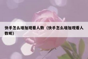 快手怎么增加观看人数（快手怎么增加观看人数呢）