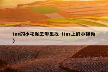 ins的小视频去哪里找（ins上的小视频）