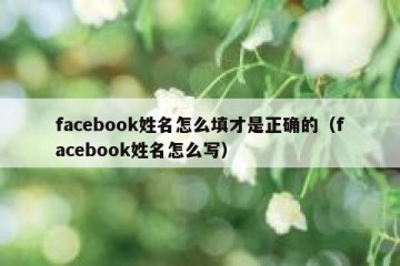 facebook姓名怎么填才是正确的（facebook姓名怎么写）