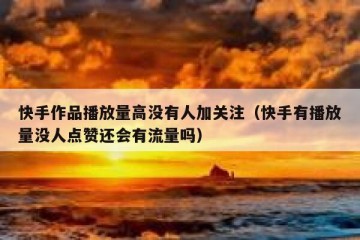 快手作品播放量高没有人加关注（快手有播放量没人点赞还会有流量吗）