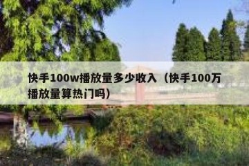 快手100w播放量多少收入（快手100万播放量算热门吗）