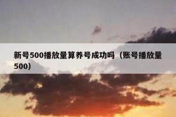 新号500播放量算养号成功吗（账号播放量500）
