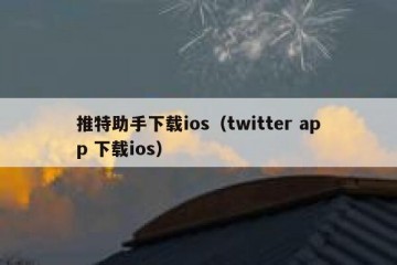 推特助手下载ios（twitter app 下载ios）