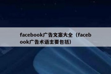 facebook广告文案大全（facebook广告术语主要包括）