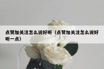 点赞加关注怎么说好听（点赞加关注怎么说好听一点）