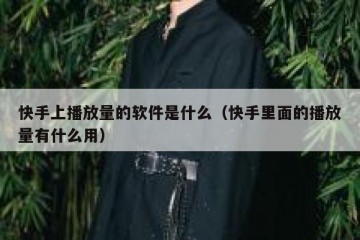 快手上播放量的软件是什么（快手里面的播放量有什么用）