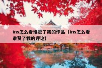 ins怎么看谁赞了我的作品（ins怎么看谁赞了我的评论）