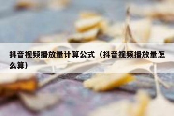 抖音视频播放量计算公式（抖音视频播放量怎么算）