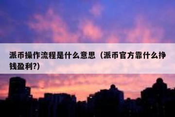 派币操作流程是什么意思（派币官方靠什么挣钱盈利?）
