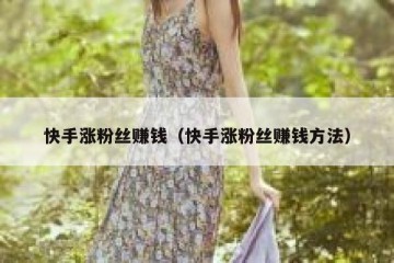 快手涨粉丝赚钱（快手涨粉丝赚钱方法）