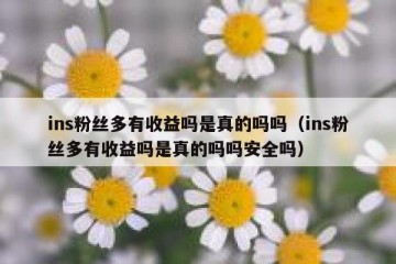 ins粉丝多有收益吗是真的吗吗（ins粉丝多有收益吗是真的吗吗安全吗）