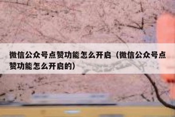 微信公众号点赞功能怎么开启（微信公众号点赞功能怎么开启的）
