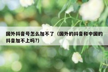 国外抖音号怎么加不了（国外的抖音和中国的抖音加不上吗?）