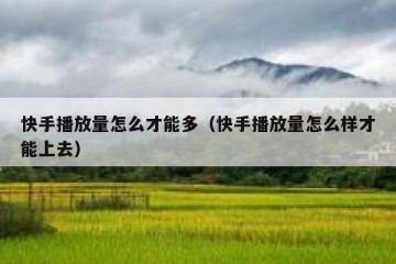 快手播放量怎么才能多（快手播放量怎么样才能上去）