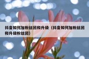 抖音如何加粉丝团和升级（抖音如何加粉丝团和升级粉丝团）