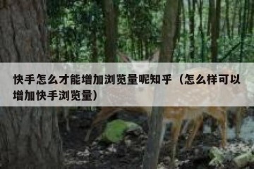 快手怎么才能增加浏览量呢知乎（怎么样可以增加快手浏览量）