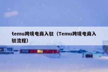 temu跨境电商入驻（Temu跨境电商入驻流程）