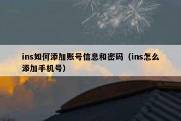ins如何添加账号信息和密码（ins怎么添加手机号）