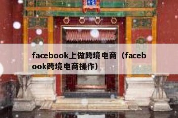 facebook上做跨境电商（facebook跨境电商操作）