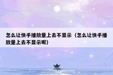 怎么让快手播放量上去不显示（怎么让快手播放量上去不显示呢）