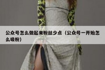 公众号怎么做起来粉丝少点（公众号一开始怎么吸粉）