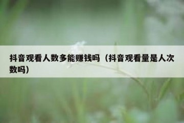 抖音观看人数多能赚钱吗（抖音观看量是人次数吗）