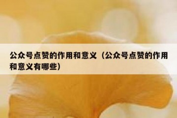 公众号点赞的作用和意义（公众号点赞的作用和意义有哪些）