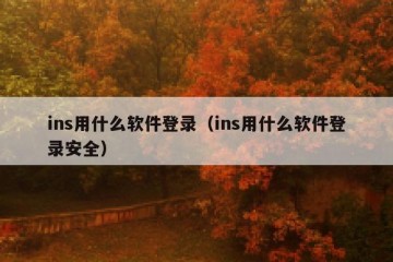 ins用什么软件登录（ins用什么软件登录安全）