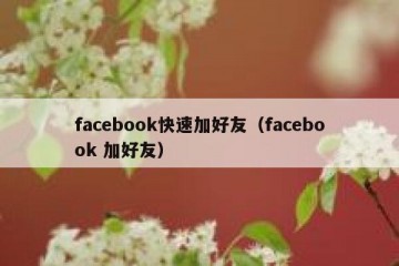 facebook快速加好友（facebook 加好友）