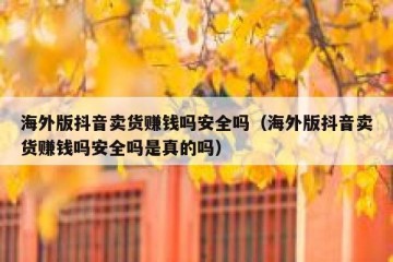 海外版抖音卖货赚钱吗安全吗（海外版抖音卖货赚钱吗安全吗是真的吗）