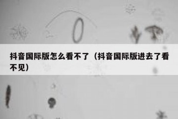 抖音国际版怎么看不了（抖音国际版进去了看不见）