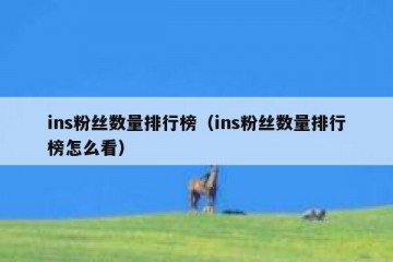ins粉丝数量排行榜（ins粉丝数量排行榜怎么看）