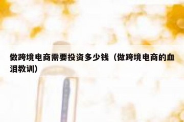 做跨境电商需要投资多少钱（做跨境电商的血泪教训）