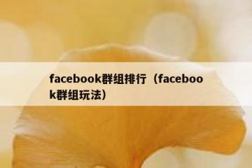 facebook群组排行（facebook群组玩法）