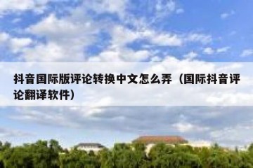 抖音国际版评论转换中文怎么弄（国际抖音评论翻译软件）