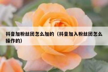 抖音加粉丝团怎么加的（抖音加入粉丝团怎么操作的）