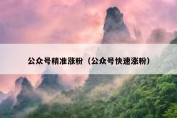 公众号精准涨粉（公众号快速涨粉）