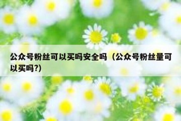 公众号粉丝可以买吗安全吗（公众号粉丝量可以买吗?）