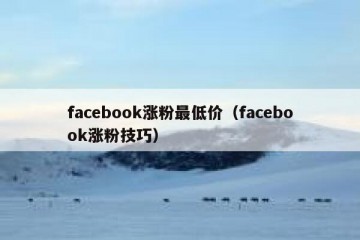 facebook涨粉最低价（facebook涨粉技巧）