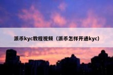 派币kyc教程视频（派币怎样开通kyc）